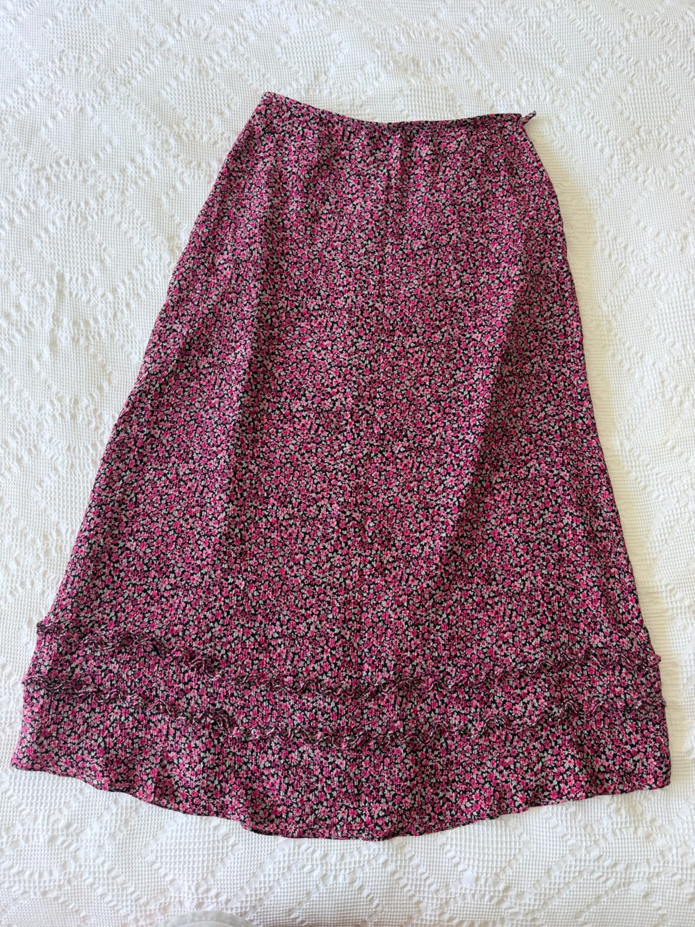 Vintage Floral Midi Skirt in Pink